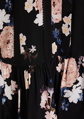 Erdem - Bertram lace-paneled floral-print silk-chiffon mini dress - Black - UK 10