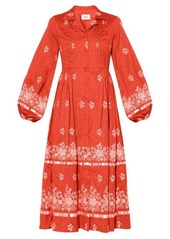 Erdem - Broderick Floral-embroidered Cotton-blend Dress - Womens - Red White