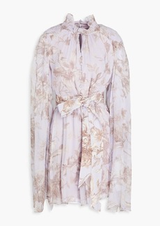 Erdem - Clarice floral-print silk-georgette mini dress - Purple - UK 6