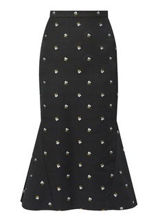 Erdem - Cotton-Blend Embroidered Maxi Skirt - Black - UK 6 - Moda Operandi