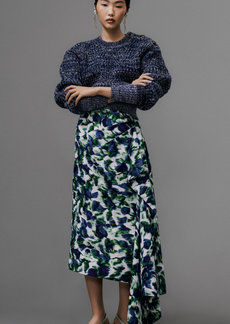 Erdem - Cotton Draped Midi Skirt - Multi - UK 6 - Moda Operandi