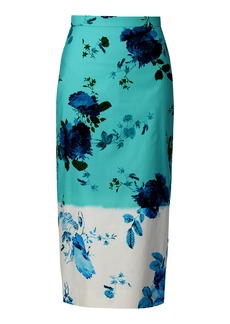 Erdem - Cotton Faille Midi Pencil Skirt - Turquoise - UK 6 - Moda Operandi