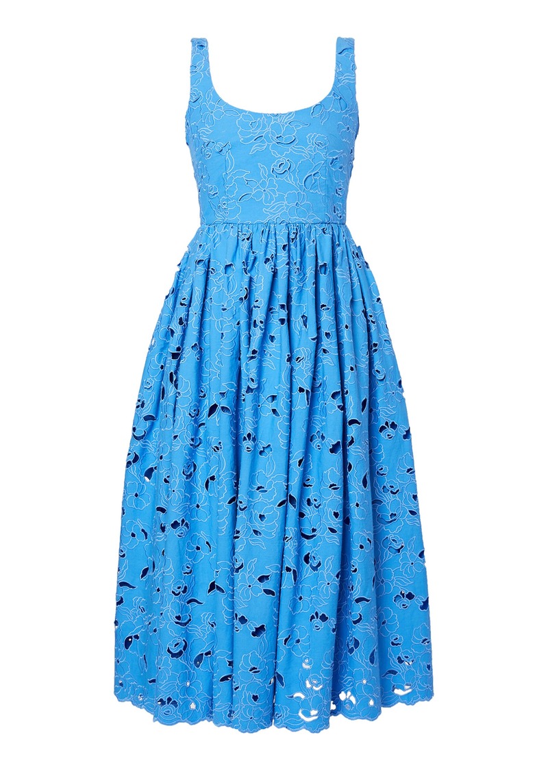 Erdem - Cotton Lace Drop Waist Midi Dress - Blue - UK 8 - Moda Operandi