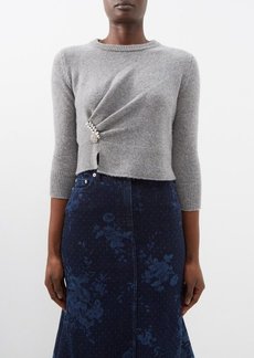 Erdem - Crystal-embellished Cropped Sweater - Womens - Light Grey