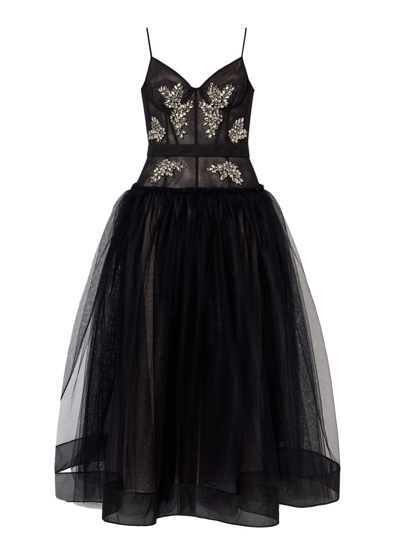 Erdem - Embellished Bustier Cocktail Dress - Black - UK 8 - Moda Operandi