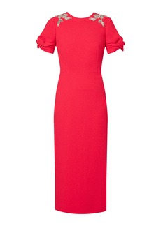 Erdem - Embellished Crepe Midi Dress - Red - UK 12 - Moda Operandi