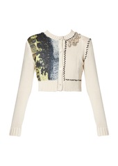 Erdem - Embellished Knit Cotton Cropped Cardigan - Print - S - Moda Operandi