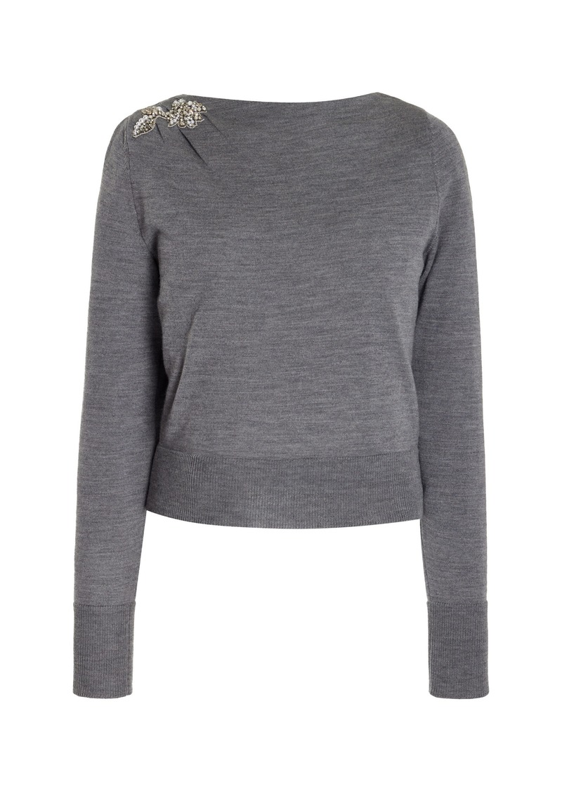 Erdem - Embellished Knit Wool Top - Grey - S - Moda Operandi