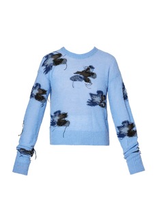 Erdem - Embroidered Knit Wool-Blend Sweater - Blue - S - Moda Operandi