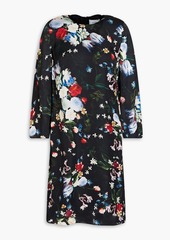Erdem - Emma floral-print satin mini dress - Black - UK 12