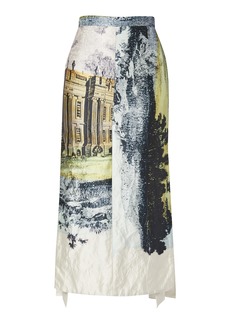 Erdem - Etched Satin Midi Skirt - Print - UK 10 - Moda Operandi