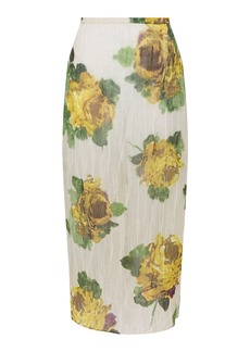 Erdem - Floral Crushed Organza Midi Skirt - Floral - UK 8 - Moda Operandi