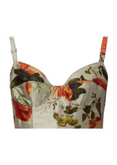 Erdem - Floral-Printed Bra Top - Silver - UK 6 - Moda Operandi