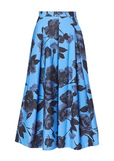 Erdem - Floral-Printed Cotton Poplin Midi Skirt - Blue - UK 6 - Moda Operandi