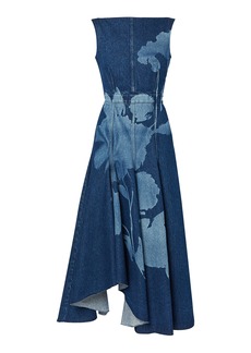 Erdem - Floral-Printed Denim Midi Dress - Blue - UK 10 - Moda Operandi