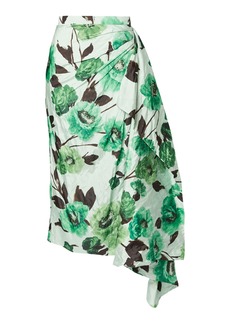 Erdem - Floral-Printed Satin Midi Skirt - Multi - UK 6 - Moda Operandi