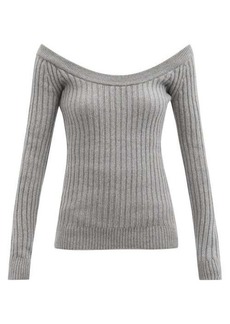 Erdem - Harper Off-the-shoulder Ribbed-cashmere Sweater - Womens - Grey