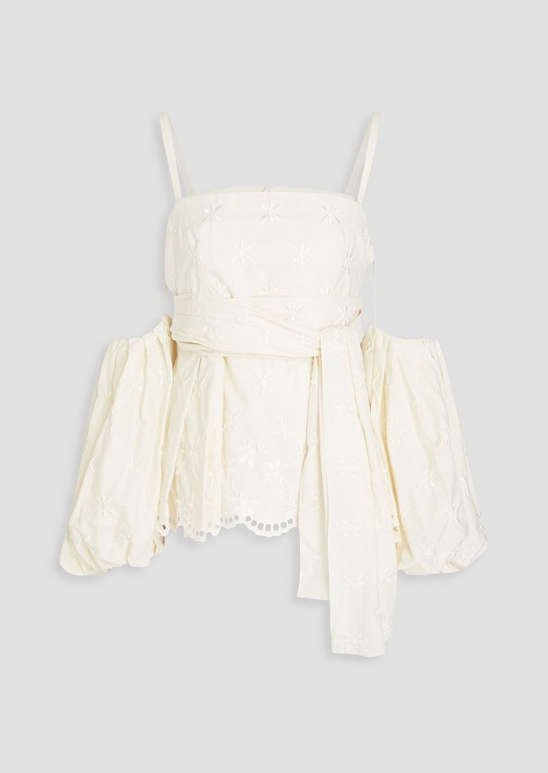 Erdem - Maryam embroidered woven peplum top - White - UK 8