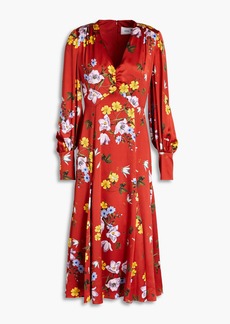 Erdem - Osiris floral-print silk-satin midi dress - Red - UK 14