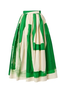 Erdem - Pleated Cotton Faille Midi Skirt - Multi - UK 10 - Moda Operandi