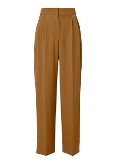 Erdem - Pleated Wool-Blend Wide-Leg Pants - Brown - UK 6 - Moda Operandi