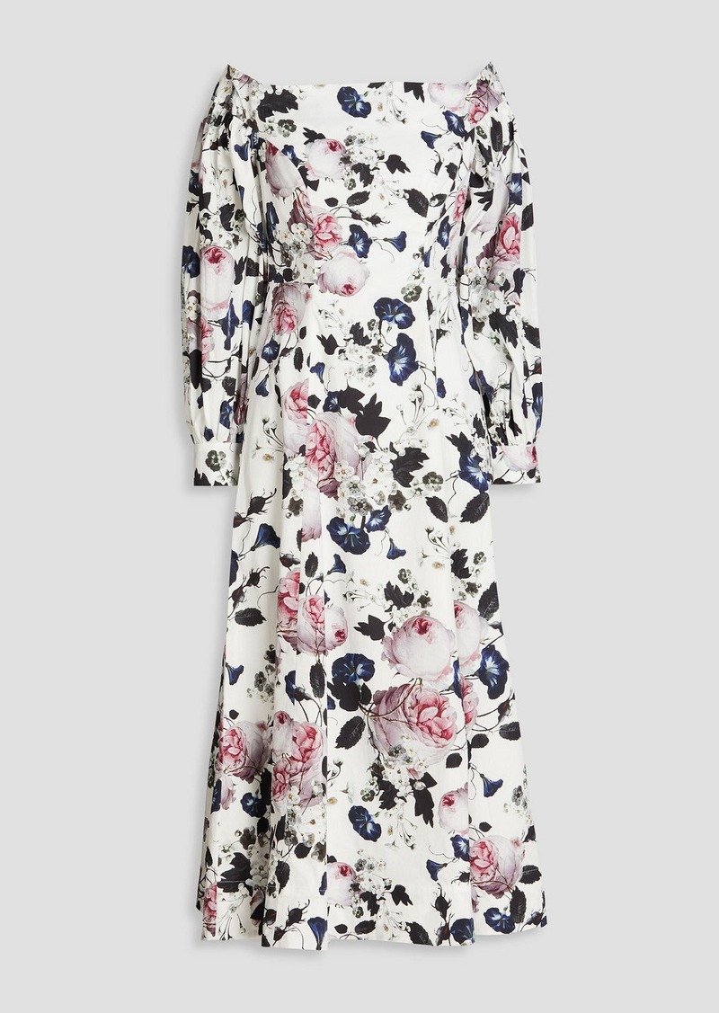 Erdem - Pollina off-the-shoulder floral-print cotton midi dress - White - UK 8
