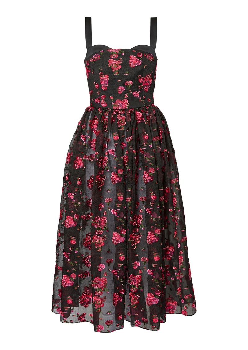 Erdem - Satin Drop Waist Midi Dress - Black - UK 12 - Moda Operandi