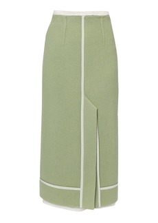 Erdem - Split-Front Bouclé Wool Midi Skirt - Green - UK 8 - Moda Operandi