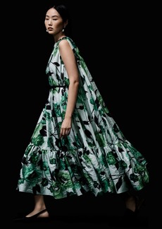 Erdem - Taffeta Midi Dress With Cape - Multi - UK 16 - Moda Operandi