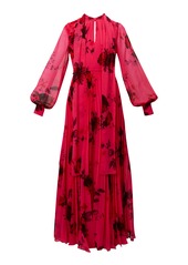 Erdem - Tie-Neck Floral-Georgette Maxi Dress - Pink - UK 10 - Moda Operandi