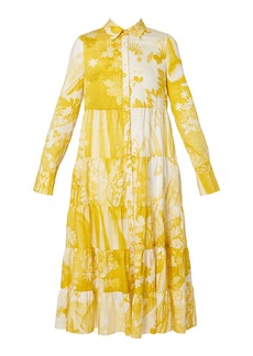Erdem - Tiered Cotton Maxi Dress - Yellow - UK 18 - Moda Operandi