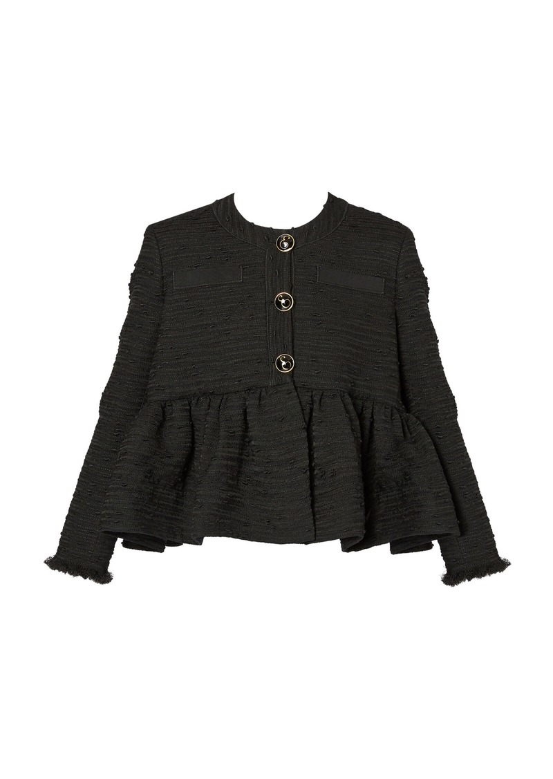 Erdem - Tweed Peplum Cropped Jacket - Black - UK 6 - Moda Operandi