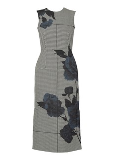 Erdem - Wool Floral-Printed Midi Sheath Dress - Blue - UK 16 - Moda Operandi