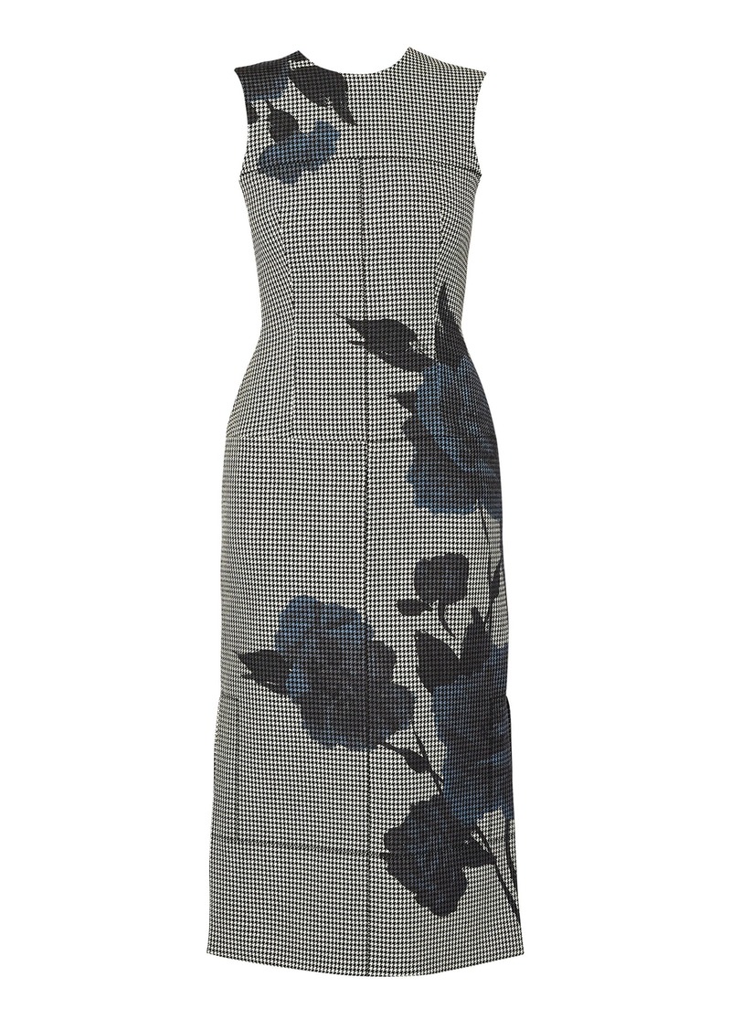 Erdem - Wool Floral-Printed Midi Sheath Dress - Blue - UK 16 - Moda Operandi