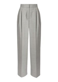 Erdem - Wool High-Waisted Wide Leg Trousers - Grey - UK 6 - Moda Operandi