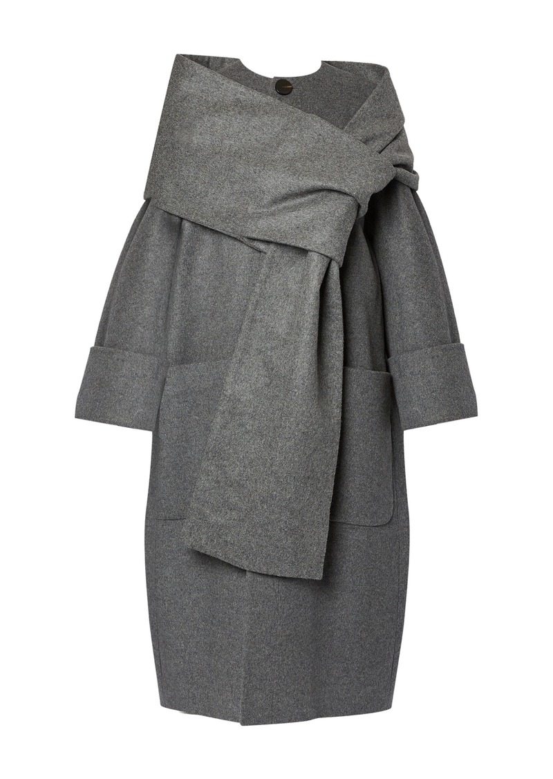 Erdem - Wool Scarf Coat - Grey - UK 10 - Moda Operandi