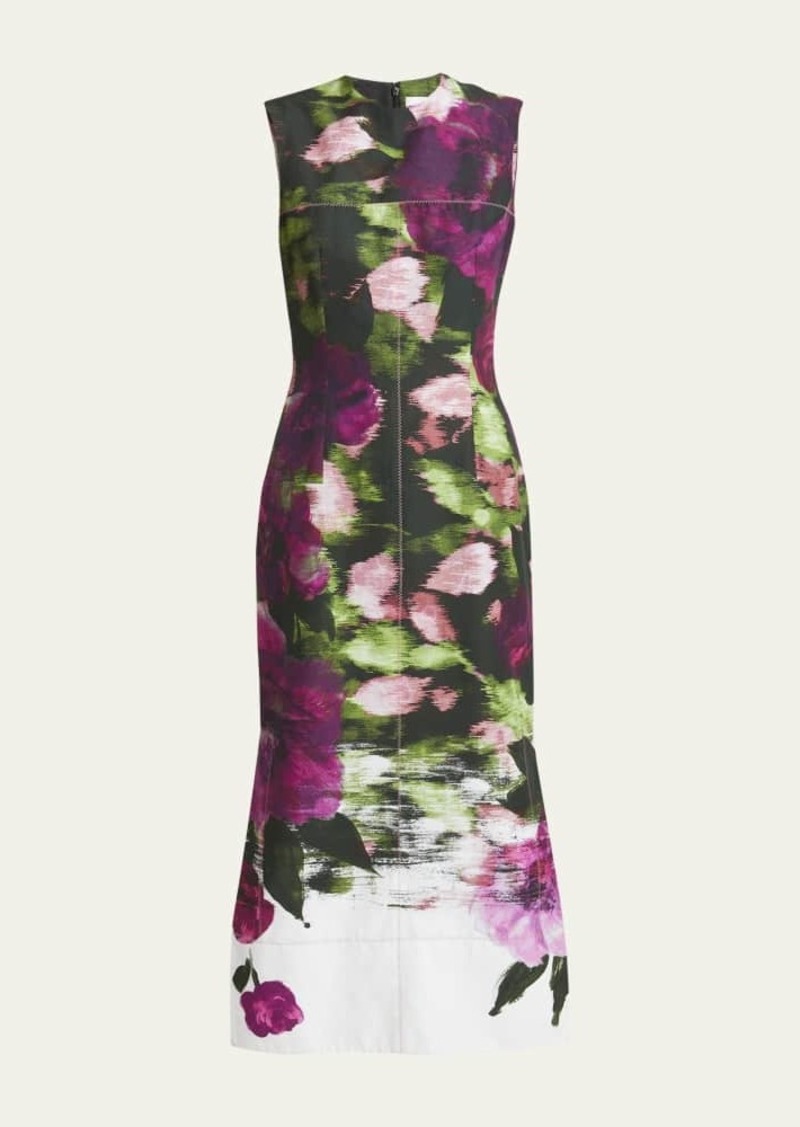 Erdem Abstract Floral Midi Pencil Dress