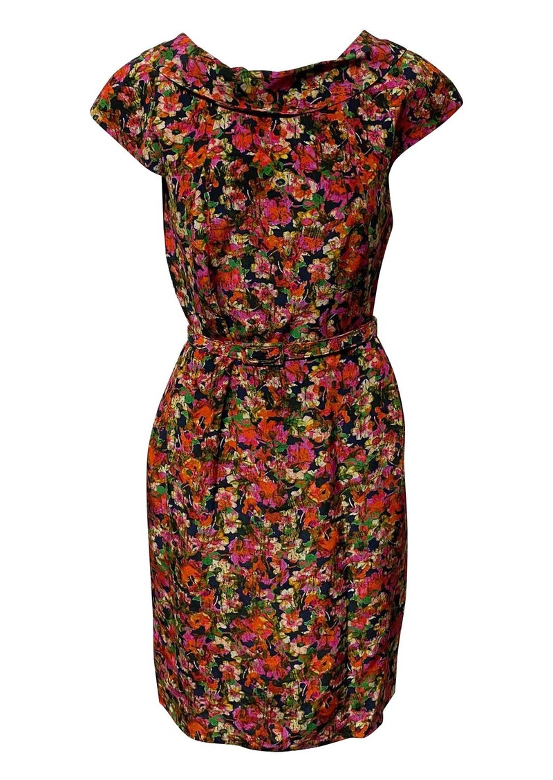 Erdem Belted Dress in Floral Print SIlk