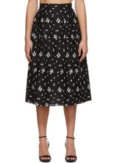 Erdem Black Embroidered Reed Skirt