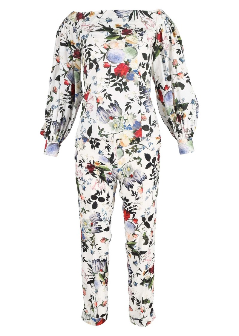 Erdem Blouse and Trousers Set in Floral Print Silk