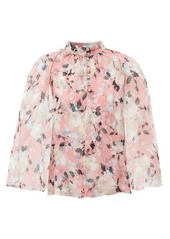 Erdem Carvella cape-sleeve floral-print silk blouse