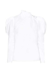 Erdem Cedric high-neck puff-sleeve cotton-poplin blouse