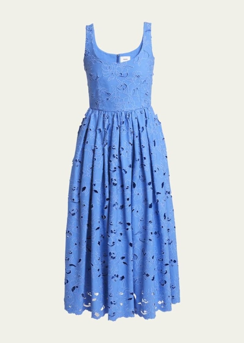 Erdem Embroidered Cutwork Sleeveless Fit & Flare Midi Dress