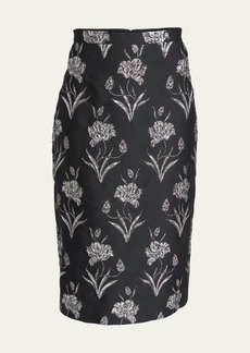 Erdem Floral Jacquard Midi Skirt
