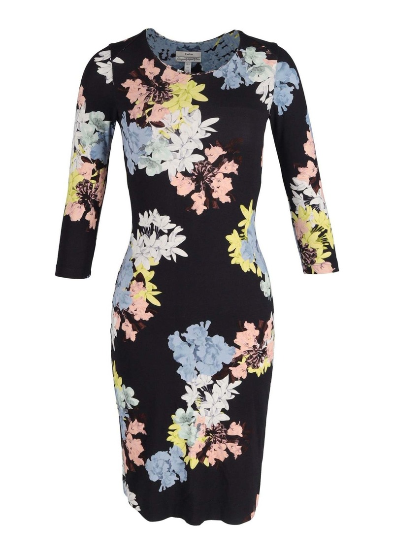 Erdem Floral Jersey Midi Dress in Black Cotton