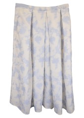 Erdem Floral Midi Skirt in Light Blue SIlk