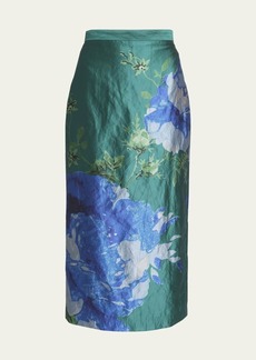 Erdem Floral Pencil Midi Skirt