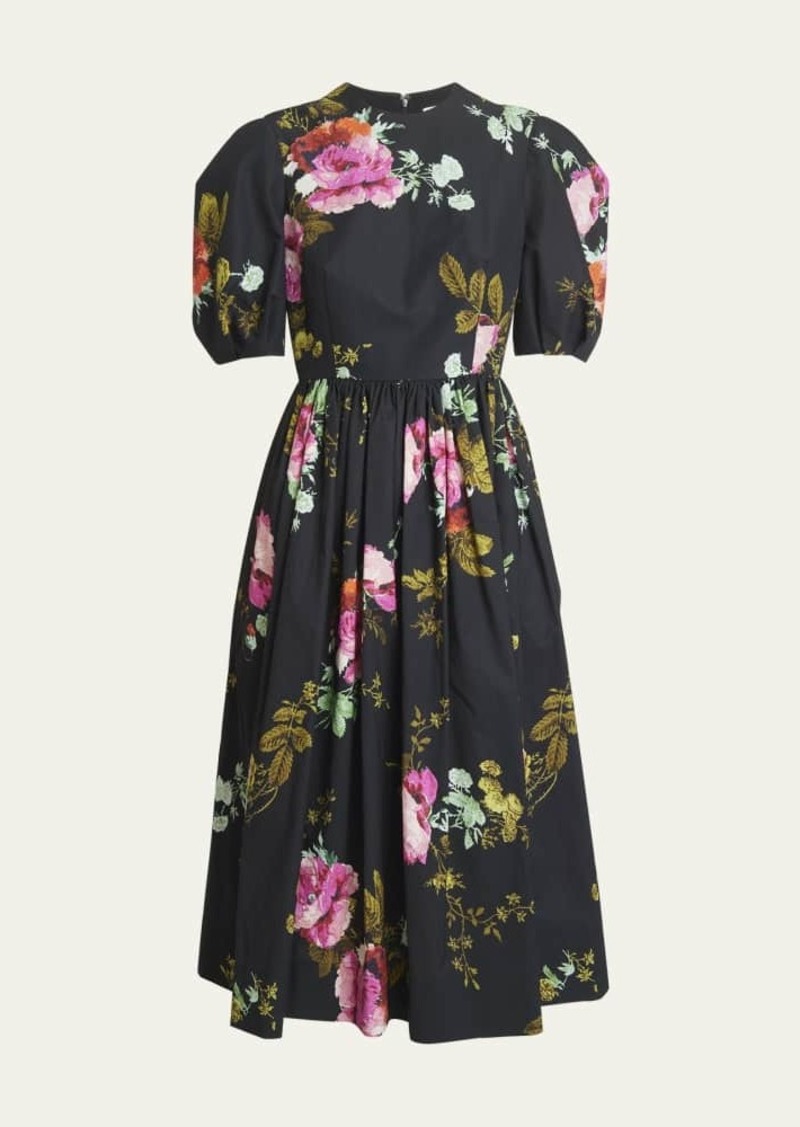 Erdem Floral-Print Pleated Midi Dress