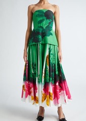 Erdem Floral Print Strapless Cocktail Dress