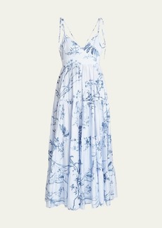 Erdem Floral-Print Tie-Strap Tiered Maxi Dress
